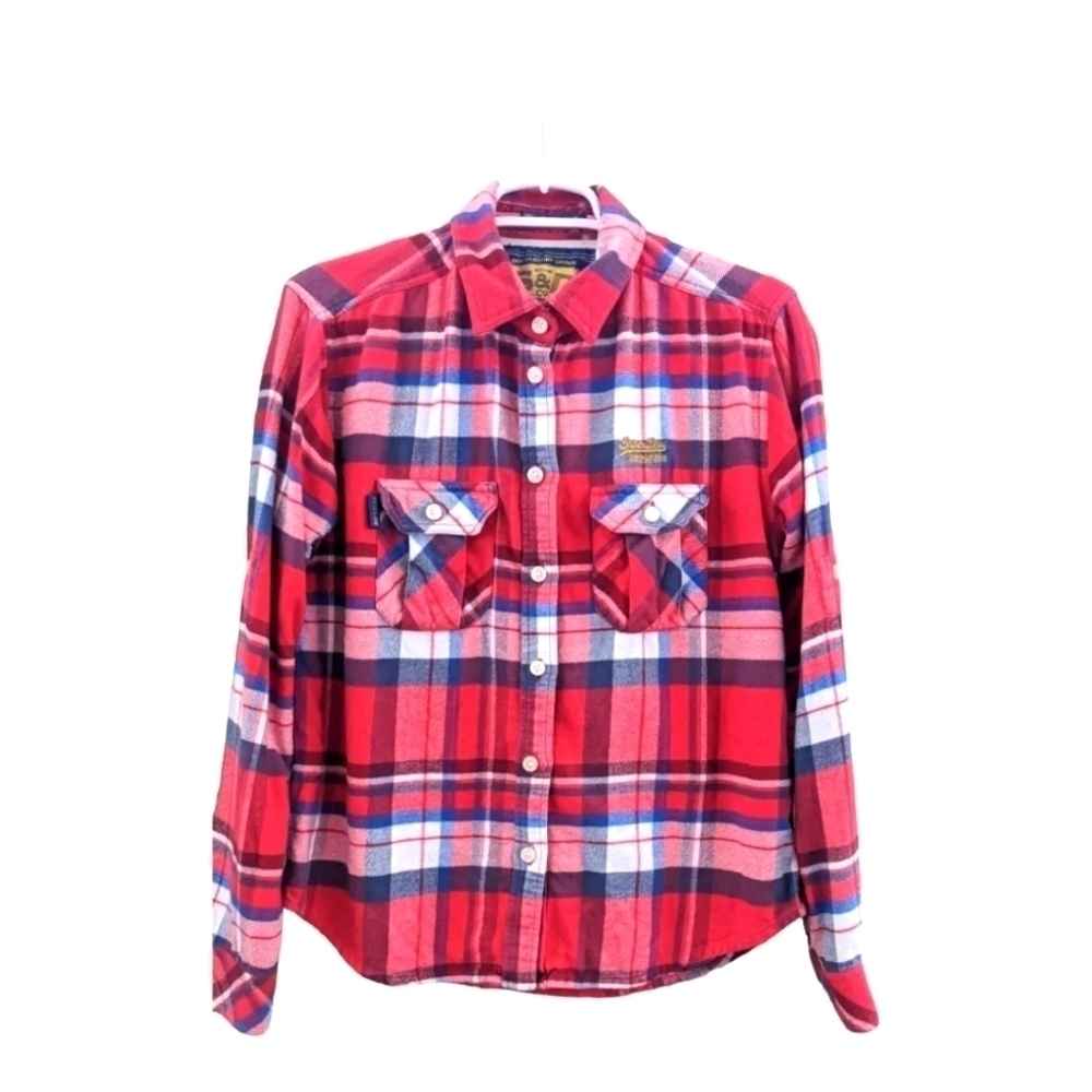 SUPERDRY The Applecart Shirt, plaid flannel cotton, size Medium